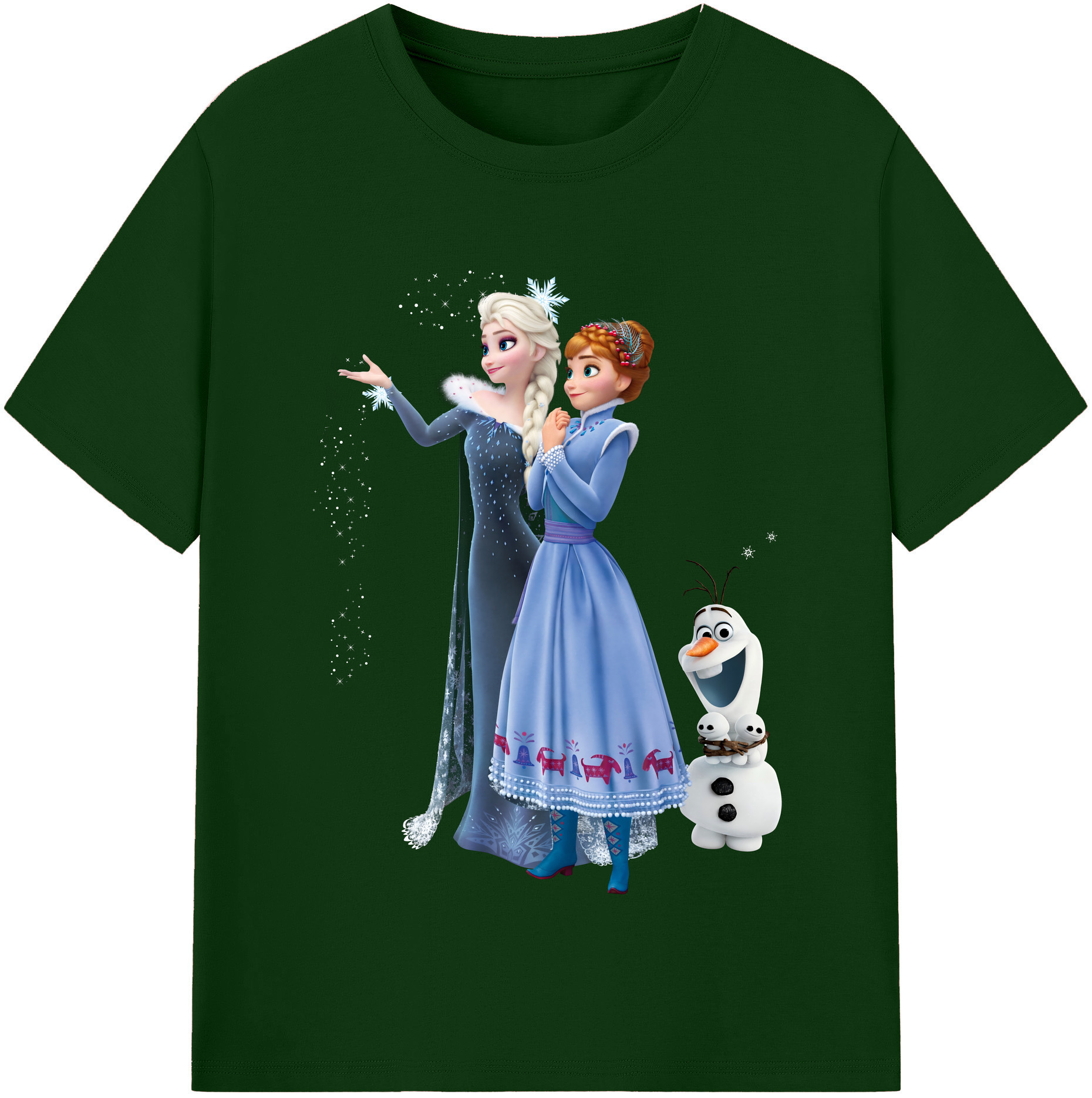 （画像用） アナと雪の女王 アンナ エルサ Frozen Anna Elsa 綿100％半袖Tシャツ（フロントプリント）